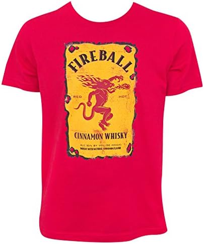 Fireball Whiskey Bottle Label Logo Tee Shirt Large