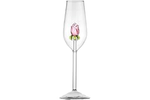 DFZHiuat Coupe à champagne rose avec rose à l'intérieur, verres de mariage, 220 ml