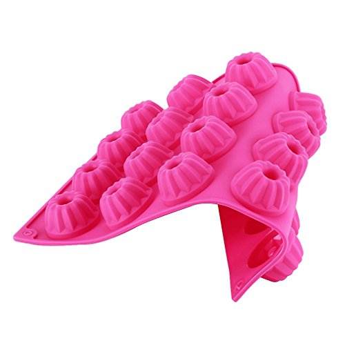 HENGSONG 20er Mini Gugelhupf Backform Silikon Gugelhupfform 30x20x2.3cm, Rosa - 5