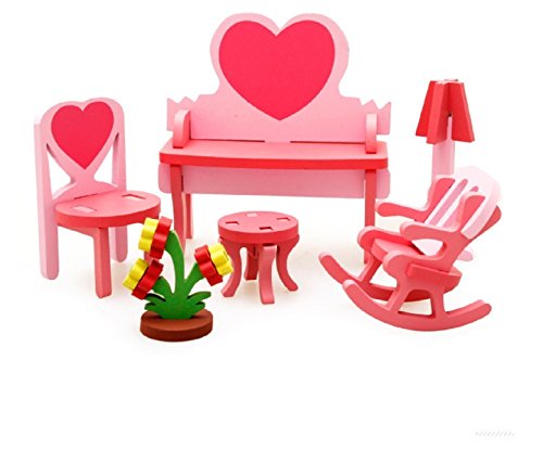 Emob Role Play 3D Wooden Assembling Furniture Blocks Dressing Table Set with Spectacular Finishing