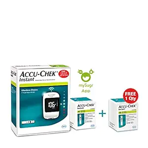 Accu-Chek Instant Glucometer (Bluetooth) and 10 test strip with additonal 10 test strips FREE