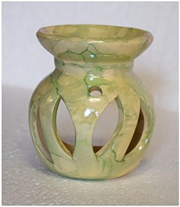 Marbled Flame Oil Wax Melt Burner Green Ceramic