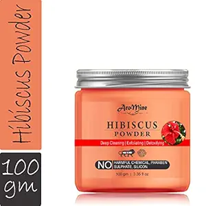 AroMine Natural & Organic Hibiscus Powder for Hair Care & Face Care, Hair Mask, Face Mask, 100gm