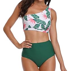VECDY Mujeres Bikini Leopardo 2019 Traje De Baño De Dos Piezas Bikini De Cintura Alta Conjunto con Estampado, Verano Sexy Push Up Ropa De Baño Vendaje(Verde,M)