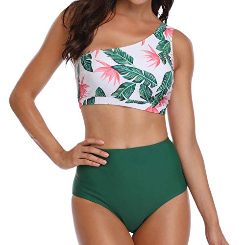 VECDY Mujeres Bikini Leopardo 2019 Traje De Baño De Dos Piezas Bikini De Cintura Alta Conjunto con Estampado, Verano Sexy Push Up Ropa De Baño Vendaje(Verde,M)