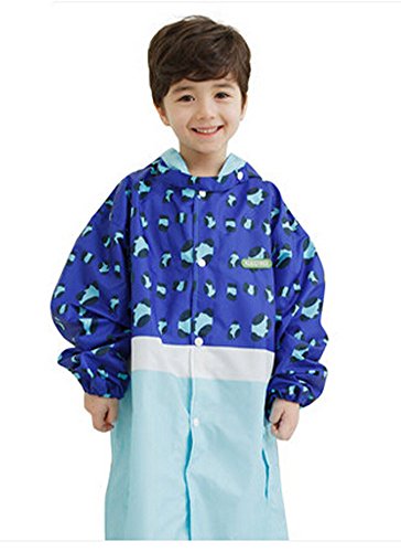 Korean Lovely Baby Raincoat Fashion Children Rainwear Blue Leopard Print S