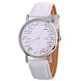 Babysbreath17 Frauen Kinder reizende Karikatur-Katze-Uhr- er-Band-Analog-Legierung Quarz-Kind-Geschenk-Armbanduhr Weiß