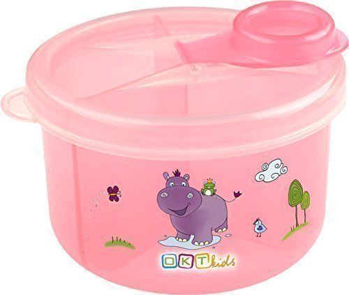 Milk Powder Portioner with 3 Compartments Milk Powder Dispenser Milk Powder Box Hippo Pink