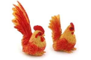 MyTinyWorld Dolls House Miniature Red And Yellow Hen And Cockerel Set