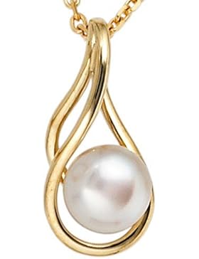 Anhänger Perlenanhänger Süßwasser Perle Zuchtperle 585 Gold Gelbgold