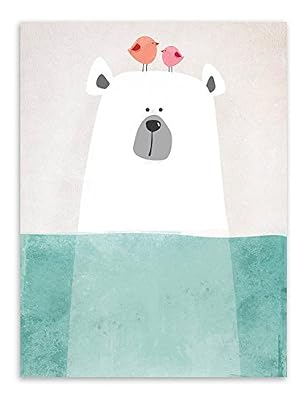 Nordic Ideas Affiche Enfant Chambre Animaux Tableau Peinture sur toile Decoration Murale Poster Mural Cadeaux Anniversaire NPTWC005-L