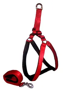 Paws for A Cause Nylon with Black Padding Dog Harness 1.25 Inch Red (Large)