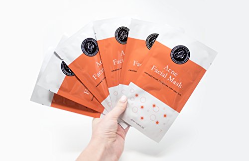 Acne Sheet Mask: Acne Treatment Facial Sheet Masks (Set of 6) - For Blemished, Textured Skin - Helps with scars and breakouts - For women, men & kids - Best for clearing pimples and spot removal