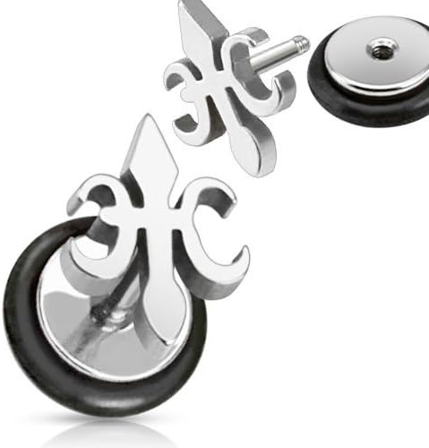 PAIR EARRING MAN WOMAN STEEL CHIP SCREW CROSS FLEUR DE LIS