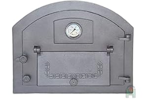 Ugnsdörr ugnsdörr av gjutjärn pizzaugnsdörr, stenugnsdörr, gjutjärn, termometer (högerdörr (H2204))