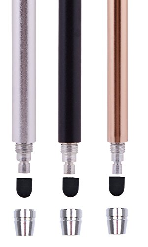 3er-Set The Friendly Swede - Touchscreen-Eingabestift Stylus mit dÃ¼nnerer Spitze 3x Ersatzspitzen 2x AnhÃ¤ngern und 1x Reinigungstuch (Gold / Silber / Schwarz)