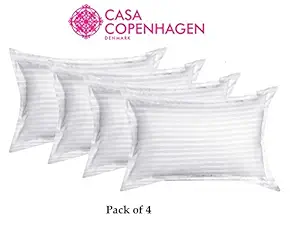 Casa Copenhagen Ahmedabad Cotton Luxurious Sateen Pillow Cover Set (45 x 69 cm, White)-4 Pieces