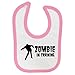 Price comparison product image Funny Zombie in Training Design Baby Bib with Baby Pink Contrast Trim and Black Print