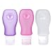 Produktbild Bcony Mini Tragbar Silikon Reise Flasche mit starken Saugnapf, lebensmittelechtes Material BPA gratis Behälter für Shampoo, Conditioner, Lotion (pink + weiß + violett, 3 oz, 89 ml)