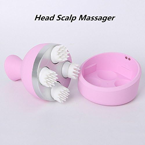 ERFOLG Head Scalp Massager, Handheld Electric Rechargeable Portable Waterproof Vibrating Face Massage for Head Face Neck Body Spa Shampoo(Pink)