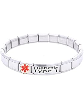 Armband Edelstahl identifiziert im Notfall Diabetes Typ 1-Patient medizinisches Hilfsmittel verstellbar Einheitsgröße