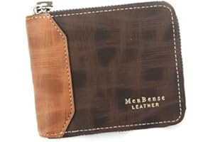 محفظة رجالي سوسته محفظة بطاقة جلد للرجال مع سحاب خارجي و 6 جيوب داخلية وجيب كبسونة للالعملات المعدنية محفظة رجالي (Brown*Havan H)