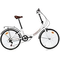 Moma Bikes Plegable Ruedas 24" Shimano. Aluminio Bicicleta, Unisex Adulto, Blanco