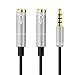 Produktbild ULTRICS Kopfhörer Mikrofon Adapter, 3,5 mm Stecker auf Dual Weiblich Y Audio Splitter Kabel Kompatibel mit Gaming Headset, Externem Microphone, PC, PS4, Xbox, Samsung, Tablets, MP3 -30CM [ Silber ]