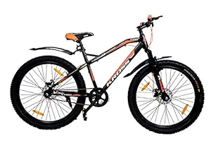 KROSS Xceed Unisex MTB 18.00 Inches Frame, Steel Front Suspension Dual Disc 27.5T Cycle (Single Speed, Black/Orange)