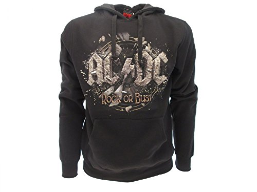 Felpa Originale AC/DC Rock or Bust Cappuccio Nera novità prodotto ufficiale (XS (12-14 anni))