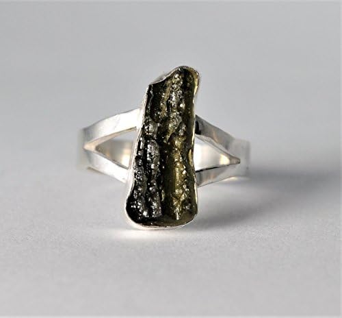 Moldavite ring, sterling silver, handmade, size J