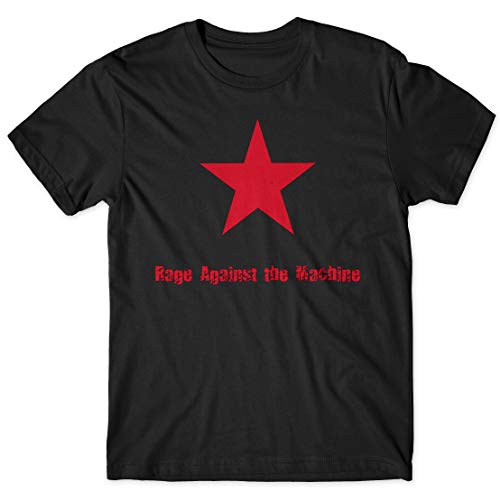LaMAGLIERIA Camiseta Hombre - Rage Against The Machine t-Shirt Rock Metal Band 100% algodón, L,Negro