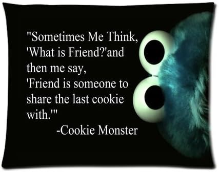 Custom Comfortable Style Zippered Pillowcase, Funny Cute Cookie Monster PillowCase Pillow Cases Covers Standard Size 20"x26"(two sides) Cushion Cover Sofa Bed PillowCases Cover