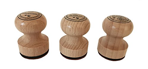 Stempel 3er Set „Ein kleines Dankeschön, selbstgemacht, …für Dich, 3 cm Durchmesser, Holzstempel - 2