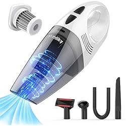 Aspirateur à main Homtiky sans Fil 9KPA 100W, Aspirateur Table cyclonique Sec&Liquide Portable Rechargeable 2600mAh, HEPA en Métal permanent, pour Ménage, Voiture