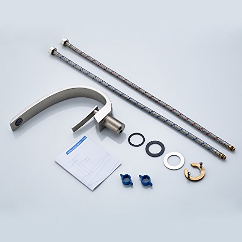 Timaco Wasserhahn Bad Nickel Gebürstet Waschbecken Armatur für Badzimmer - 6