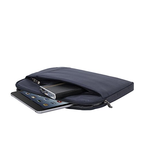 RIVACASE Tablet Tasche bis 10.1“ – Superflaches Case mit Außentasche und asymmetrischen Doppelreißverschlüssen – Blau - 4