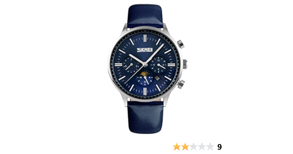 Buy Blue Leather Strap Casual Men Quartz Waterproof Watch SKMEI 9117 Blue  Dial Online at Low Prices in India - Amazon.in