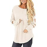 iHENGH Neujahrs Karnevalsaktion Damen Herbst Winter Bequem Lässig Mode Frauen Gestrickte Rundhalsausschnitt Lange Hülsen Hohle lose Pullover Pullover Jumper