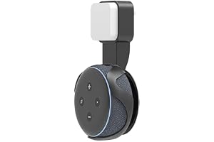 JERN Wall Mount Holder for Alexa Echo Dot (3rd Gen) Compact Bracket Case for Kitchen Bathroom Bedroom (Black)