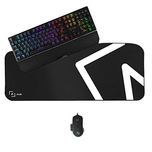 AIM Pack EXPERT - Pack Gaming de teclado, ratón y alfombrilla (teclado mecánico, switch rojo, reposamuñecas extraíble, sensor óptico profesional 10000 DPI