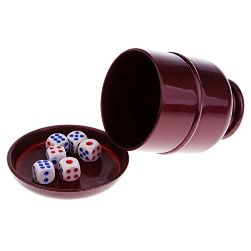 Preisvergleich Produktbild Baoblaze Würfelbecher mit 6x Spielwürfeln, 2 Farben - Weinrot