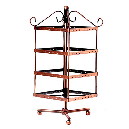 Color De Cobre Giratoria De Metal Giratoria Pendiente De La Joyería Del Soporte De Exhibición De 96 Hoyos