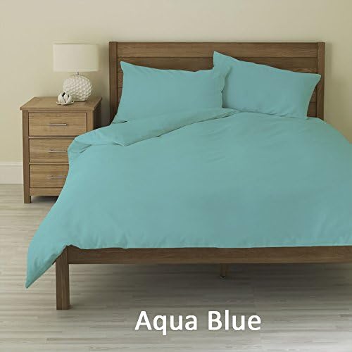 Luxurious Ultra Soft Silky 100% Egyptian Cotton Five Piece Duvet Cover Set , Aqua Blue Color, 600 TC UK Super King Size Solid