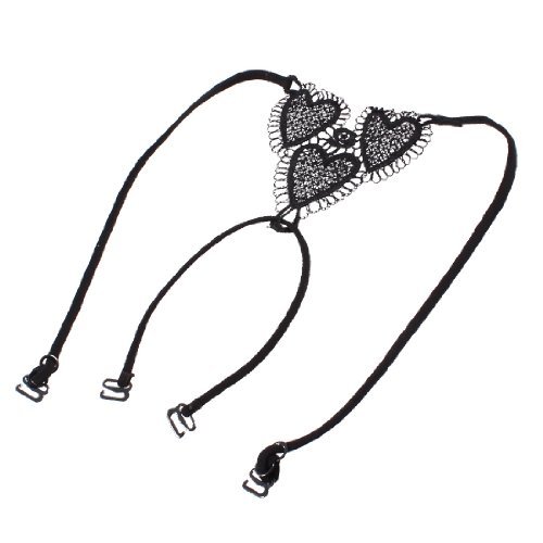 Move&Moving(TM) Black Three Hearts Embroidered Stretchy Lingerie Bra Strap