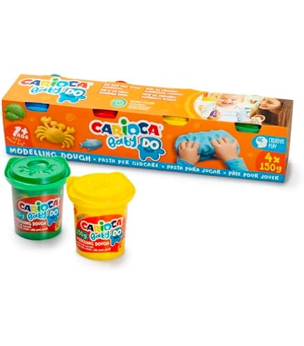 Carioca Baby Do – Set 8 Pots Pâte à Modeler 40g + 6 Outils – Dès 12 Mois, Avec Blé, Couleurs Vives