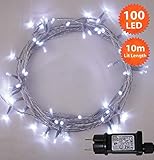 Luces de Navidad: un conjunto de 100 LED Luminous Blanco de interiores y exteriores de luces de Navidad, las luces de hadas alimentadas de red con 10m de longitud iluminada y 3m de cable de plomo.