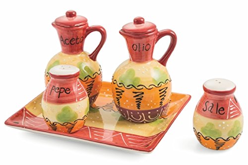 Villa d ‚Este Home Tivoli Formentera Menage 4 Stück, Dolomit, Rot, 17.5 x 21.5 x 2 cm - 2