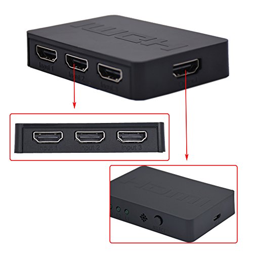 Everesta 3 Port HDMI Switch Splitter mit 1,5 Fuß High-Speed HDMI Kabel unterstützt 4K, 3D, Full HD1080P - 6