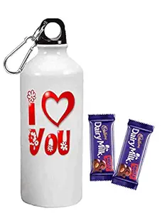 Loops n knots  Rakhi Gift for Girl / Boys / Sister / Kids Combo Pack ,Heart Printed Sipper Bottle 600 ml & Chocolates / Rakshabandhan /Birthday Gift for Girls Kids